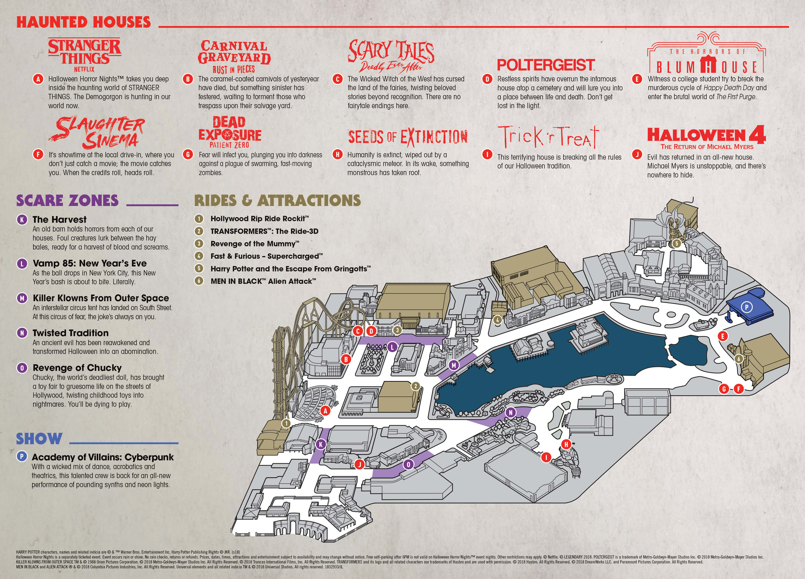 Halloween Horror Nights 27 Map Event Guide Universal Orlando 2017 HHN
